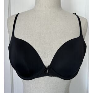 Victoria's Secret Lined Demi Buste Double Bra Black Underwired Solid 34C